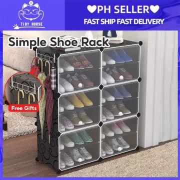 1pc Simple Stainless Steel Shoe Rack For Doorway, With Multiple Layers,  Easy Assembling, Dust-proof Shoe Cabinet, Storage Shelf