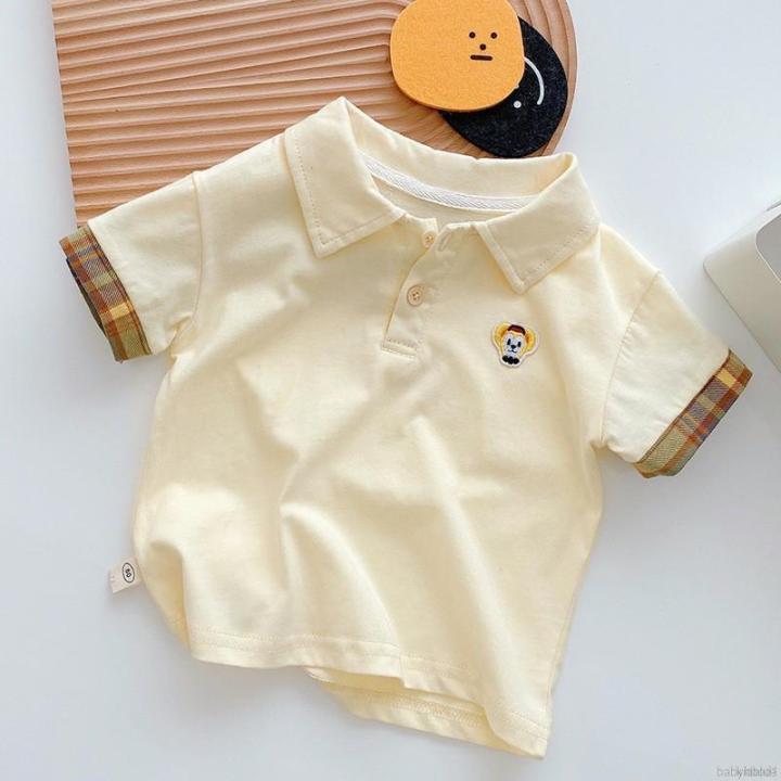 babyhood-เสื้อผ้าเด็ก-เสื้อโปโลแขนสั้น-ลายสก๊อต-แฟชั่นฤดูร้อน-สําหรับเด็กผู้ชาย