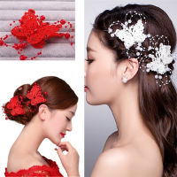 qiuq[COD] 1x Butterfly hair clips เจ้าสาวหัวลูกไม้ Pearl handmade Wedding Fashion New