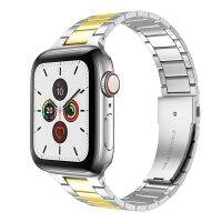 SmartPhonemall Small Waist Stainless Steel Watch Band For Apple Watch Series 8&amp;7 41mm / SE 2&amp;6&amp;SE&amp;5&amp;4 40mm / 3&amp;2&amp;1 38mm(Silver Gold)