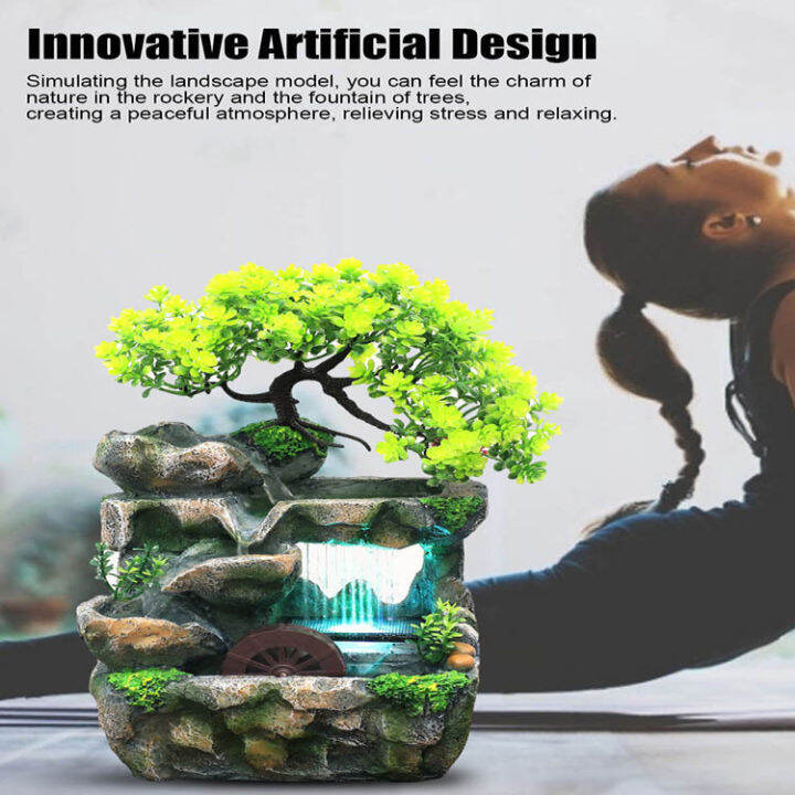 Indoor Fountain with Lighting Mini Tabletop Water Fountain Waterfall