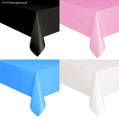 ▦∈ Solid Color Disposable Plastic Tablecloth Rectangle Desk Cloth Wipe Table Cover Waterproof Birthday Wedding Party Decor Supplies