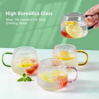 【CW】❧❣♟  400ml Pattern Cup Juice Glass Mug Temperature Resistant Hand Handle Household Drinking Cocktail