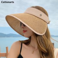 New Empty Top 14CM Big Brim Sun Hat Foldable Portable Roll-up Beach Hat Summer Casual Straw Cap Visors Cap Women Fisherman 39;s Hat