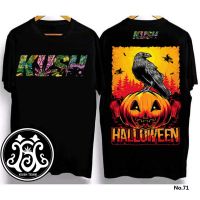 เสื้อยืด KUSH original ผ้าฝ้ายแท้ คอกลม เสื้อฮาโลวีน ชุดวันหยุด ลายพิมพ์ Jack-o-lantern ชุดปาร์ตี้ เสื้อสำหรับผู้ ชายและผู้หญิง