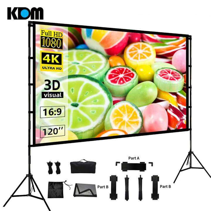 2023 Projector Screen With Stand, Grey Antilight Screen 84/100/120inch