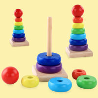 Wooden Toys Rainbow Stacking Ring Tower Stapelring Blocks Kids Educational Toys Learning Toys Toddler Baby Toys Game