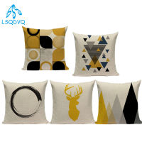 Decorative Throw Pillow Covers Geometric Cushion Cover Nordic Decoration Home High Quality Yellow Deer Pillow Case For Sofa Car