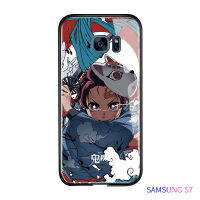 UCUCเคสมือถือ เคสโทรศัพท์ เคสSamsung Galaxy S7 S7กรณีแบนSamsungs7กันกระแทกAnime Demon Slayerเคสโทรศัพท์Kimetsuไม่มีYaiba Tanjirou Nezuko Glossyกระจกเทมเปอร์ปลอก