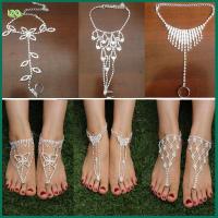 IZO Bridal Sandals Barefoot Crystal Toe Ring Ankle Bracelet Jewelry Foot Chain