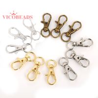 [HOT HUIQKKJKUIO 556] 10Pcs Gold Silver Bronze หมุน Lobster Clasp คลิป Key Hook พวงกุญแจแยก Key Ring ตะขอสำหรับพวงกุญแจทำ32มม.