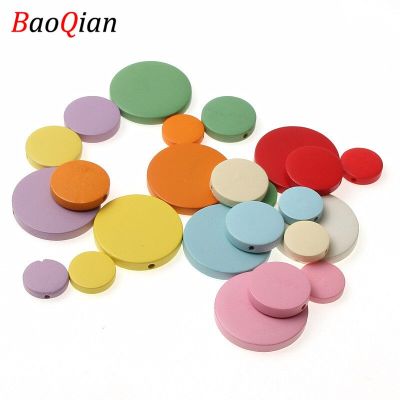 DIY 15/20/30mm Mixed Color Loose Round Flat Natural Wooden Beads For Jewelry Making Handmade Childs Crafts Woodwork DIY accessories and others