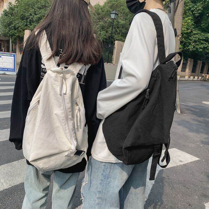 cotton-canvas-backpack-womens-korean-niche-backpack-solid-color-unprinted-large-capacity-student-schoolbag-mens-tooling-style-2023