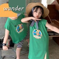 WANDER เสื้อเช็้ตเด็กชาย เสื้อผ้าเด็กผช การออกแบบการ์ตูนแมวน้ำแฟชั่นเกาหลี เสื้อยืดแขนสั้นผ้าฝ้ายระบายอากาศสำหรับเด็กผู้ชาย23818