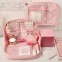 【 Xutus Study】กระเป๋าใส่ดินสอที่สวยงามกระเป๋าแต่งหน้าความจุเยอะ Tas Kosmetik Pink กล่องดินสอกระเป๋าใส่ดินสอมีซิปเครื่องเขียน