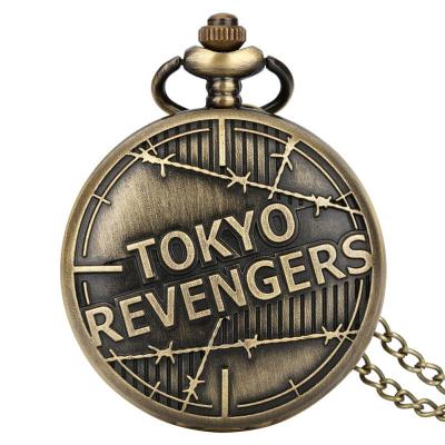 ประเทศญี่ปุ่นทองแดงอะนิเมะ Steampunk นาฬิกาพกจี้แป้นเลขโรมันการ์ตูนคอสเพลย์นาฬิกาควอทซ์พร้อมสร้อยคอ/ต่างหูมีโซ่