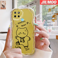 JIUMOO เคสสำหรับ Realme C21Y เคส C25Y ลายการ์ตูนหมีสุขสันต์ขอบเป็นลอนเคสมือถือใสเนื้อครีมใหม่เคสกันกระแทกป้องกันเลนส์กล้องเคสซิลิโคนนิ่มใส