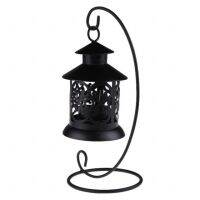 Iron Moroccan Style Candlestick Candleholder Candle Stand Light Lantern (Black)