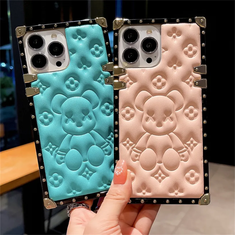 DAIZAG Case Compatible with iPhone Xs,B Brown Square Case Luxury Elegant Women Girls Designer Metal Decoration Corner Classic Retro Soft TPU Case