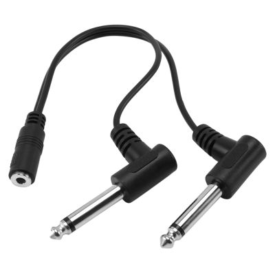 3.5mm Mini 1/8 inch TRS Stereo Female Jack to Dual 1/4 6.35mm Male Plug Mono TS Right Angle Audio Adapter Y Splitter Cable