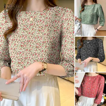 Best floral chiffon blouse office blouse - 2024