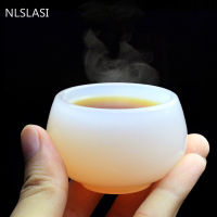 NLSLASI 2 PCS New high quality White porcelain suet jade Tea cup Chinese Ceramic Master Teacup Personal Single Cup Drinkware