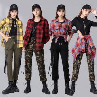 ✌✧ Tingzimei Square Dance Clothing New Suit Spring Plaid Shirt Loose Dance Clothing Ghost Step Dance Group Performance Clothing