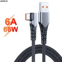 JQKSJH แล็ปท็อป สายข้อมูล สายชาร์จ USB C Pd 66W สาย USB C TO USB Type C มุมขวา ชาร์จเร็ว