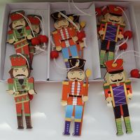 [A Warm]1/9Pcs ไม้ Nutcracker ทหารต้นคริสต์มาสแขวนตกแต่ง Nutcracker Puppet Xmas ไม้จี้ปีใหม่เครื่องประดับบ้าน