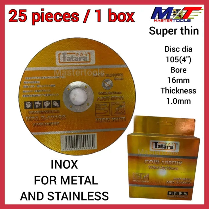 Tatara Cutting Disc Inox for metal and stainless for 4 inches grinder 1 ...