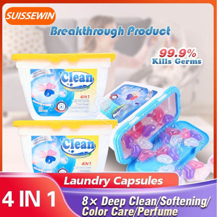 80 Capsules 4IN1 Liquid Laundry Detergent Capsule Beads Lasting Deep
