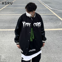 ASRV เสื้อโค๊ตคู่รักปักลายชุดยูนิฟอร์มเบสบอลฮิปฮอป PU สไตล์อเมริกันแจ็กเก็ตหนังอเมริกัน