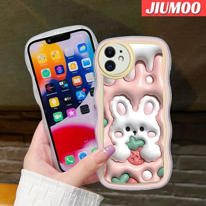 jiumoo-เคสโทรศัพท์กันกระแทกสำหรับ-vivo-y51-2020-y31-2021-y51a-2021-y53s-y33ลายการ์ตูน3d-ลายกระต่ายสตรอเบอร์รี่แฟชั่นเคสโทรศัพท์แบบนิ่มกันกระแทกเคสซิลิโคนใสสีสันสดใสป้องกันเลนส์กล้องเคสใส