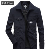 JEEP SPIRIT 1941 ESTD เสื้อแจ็คเก็ตเบสบอลผ้ายืดหยุ่นเรียบง่ายลำลองฤดูใบไม้ร่วงแจ็คเก็ตแฟชั่น