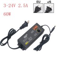 3 24V 2.5A 60W Power Adapter Adjustable Supply Adjustable Light LED Display Switching Power US/EU Plug Power Supply Switch