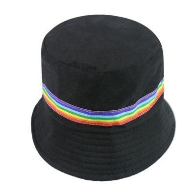 Foxmother หมวกสีขาวหมวกสีรุ้งทรงถังสำหรับผู้หญิงใหม่สีทึบของชาวประมงสีดำ