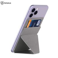 【AMORUS】 Universal Ultra-thin Phone Holder Stand Magnetic Car Mount with Card Slot