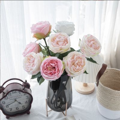 [AYIQ Flower Shop] ประดิษฐ์ Austin Rose Realy Touch หรูหราสำหรับงานแต่งงานตกแต่งตารางและห้องปาร์ตี้ของขวัญวันวาเลนไทน์งานแต่งงานดอกไม้