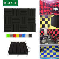 BEIYIN 12 ชิ้น ทนไฟแผ่นซับเสียง Soundproof แผงไมโครโฟนร้องเพลงตกแต่งบอร์ดห้องอัดเสียงการรักษาเสียงฟองน้ำเสียงฉนวนกันความร้อนแผงผนังไม่มีเ