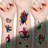 ❒ Spiderman Luminous Tattoos for Kids Superhero Styles Temporary Tattoos Stickers Boys Girl Glow Party Supplies Gifts for Children