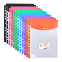 A4 Clear Plastic Punched Pockets with Button Closure11 Hole Binder Envelopes Folders Organizer for Home Office School Files