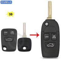 [A Car Home] 3ปุ่ม Flip Remote Key Shell กรณีกุญแจที่อยู่อาศัยอัพเกรดสำหรับ Volvo C70 S40 S60 S70 S80 S90 V40 V70 V90 XC70 XC90 Uncut Blade