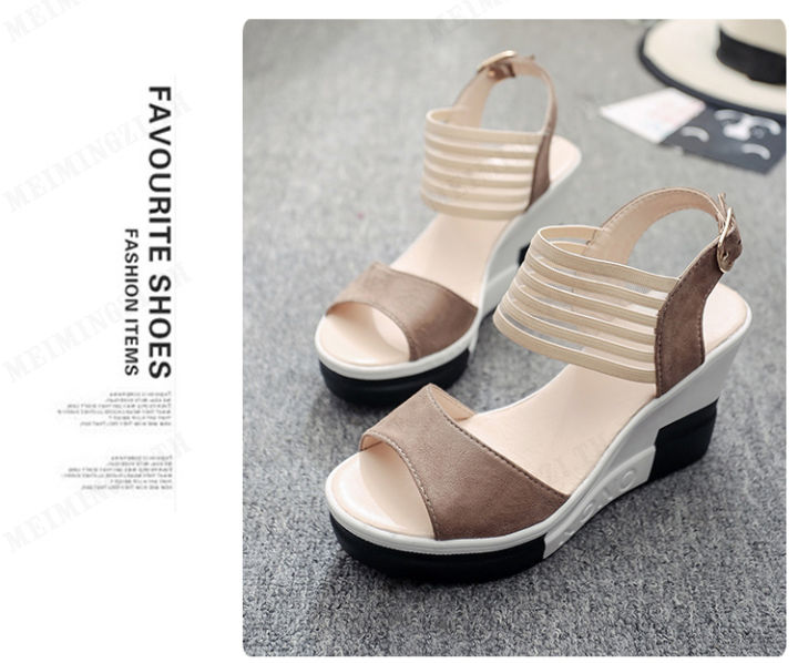 meimingzi-รองเท้าแตะ-แบบทอ-พื้นหนา-สไตล์โรมัน-senhui
