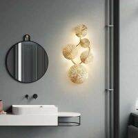 Modern Contracted Art Gold Lotus Leaf Retro Wall Lamp Study Living Room Art Decorative Lighting Indoor Lighting Room Lamp