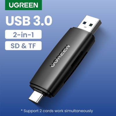 UGREEN Pembaca Kartu USB 3.0 Tipe C Ke SD Micro SD Pembaca Kartu TF untuk PC Laptop Aksesori Memori Pintar Pembaca Kartu SD