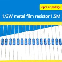 Metal Film Resistor 1/2W 1 Five-color Ring Resistor 1.5 Megohm 1.5M A Resistance Value (50 PCS)