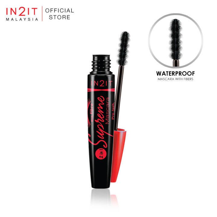 IN2IT 2 In 1 Supreme Mascara With Fibre (MVB01 Very Black) [Halal