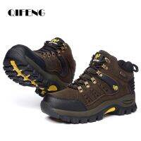 Large Size Outdoor Ankle Boots Men Non Slip Fashion Lace Up Climbing Leather Winter Cowboy Boots Trekking Hiking Footwear Summer