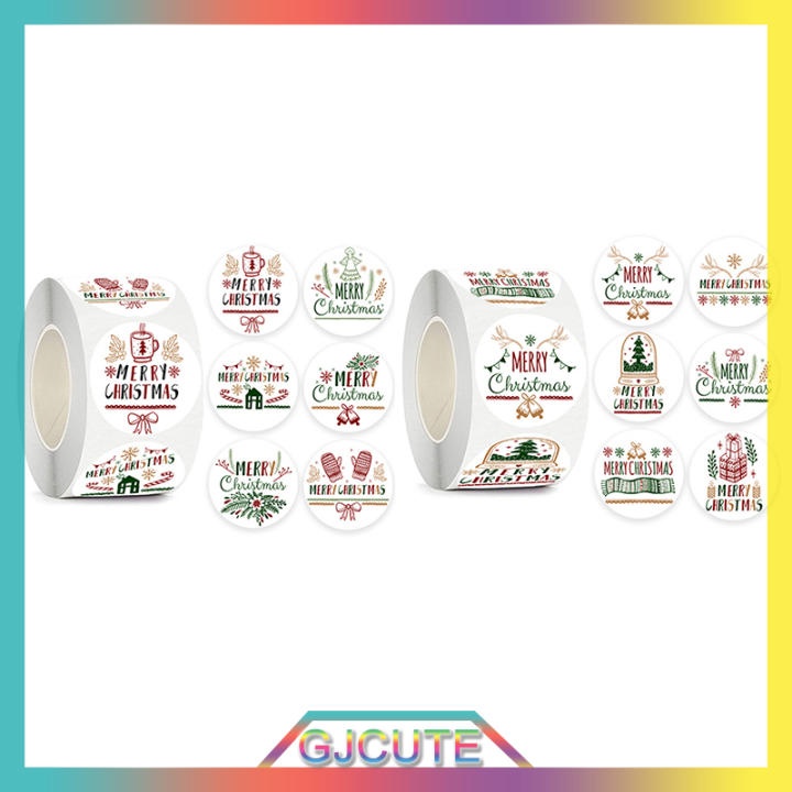 gjcute-500pcs-merry-christmas-stickers-สติกเกอร์ติดวันหยุดด้วยตนเองสำหรับตกแต่งงานปาร์ตี้