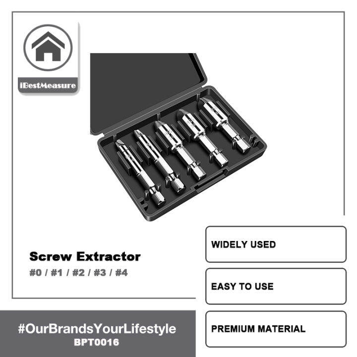 iBestMeasure 5Pcs/Set Damaged Screw Extractor Drill Bit Broken Bolt